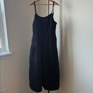Old Navy Maxi Black Gauze Summer Sundress Tiered BBQ Boho Beach Goth Coastal EUC